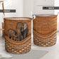 Elephant Family Rattan Texture Laundry Basket For Room Home Organizer