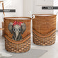 Elephant Ribbon Rattan Texture Laundry Basket For Room Home Organizer