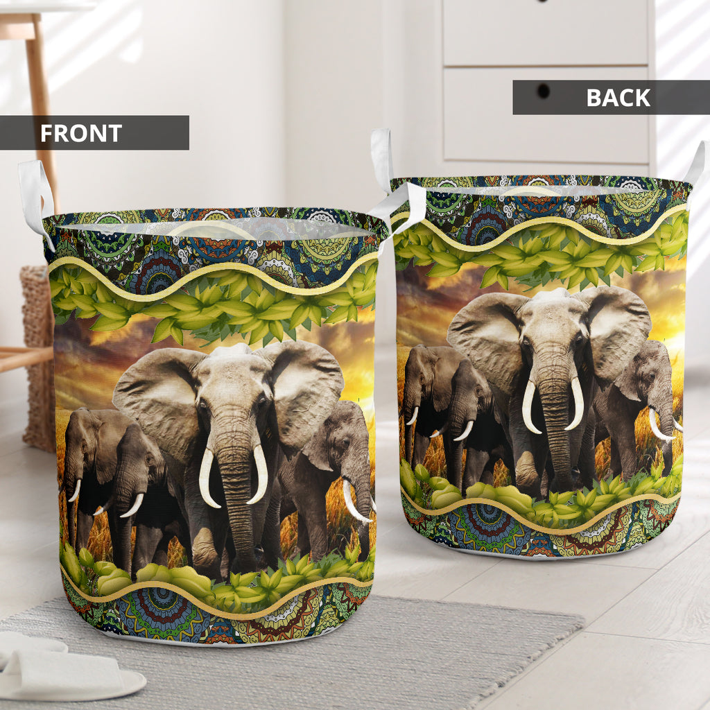 Elephant Sunflower Laundry Basket For Room Home Organizer