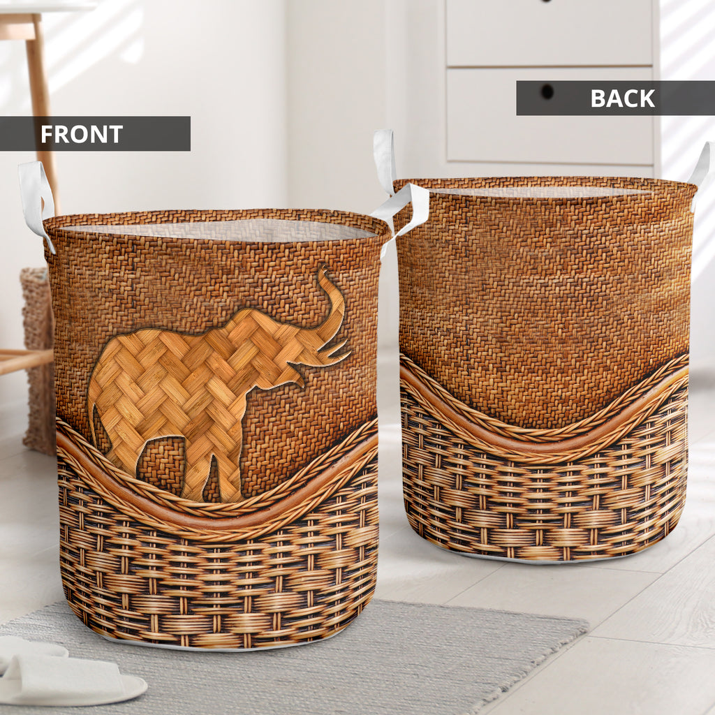 Elephant So Cool Rattan Texture Laundry Basket For Room Home Organizer