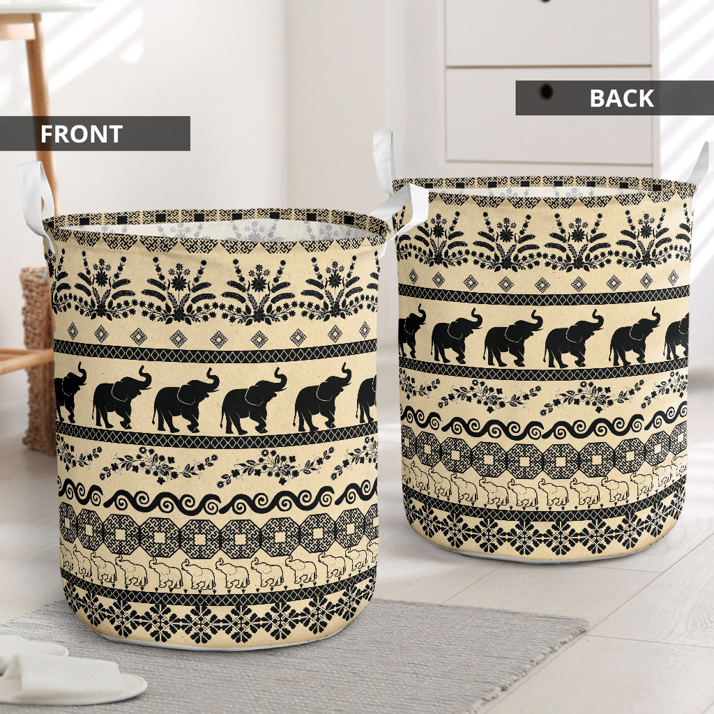 Elephant Vintage Laundry Basket For Room Home Organizer