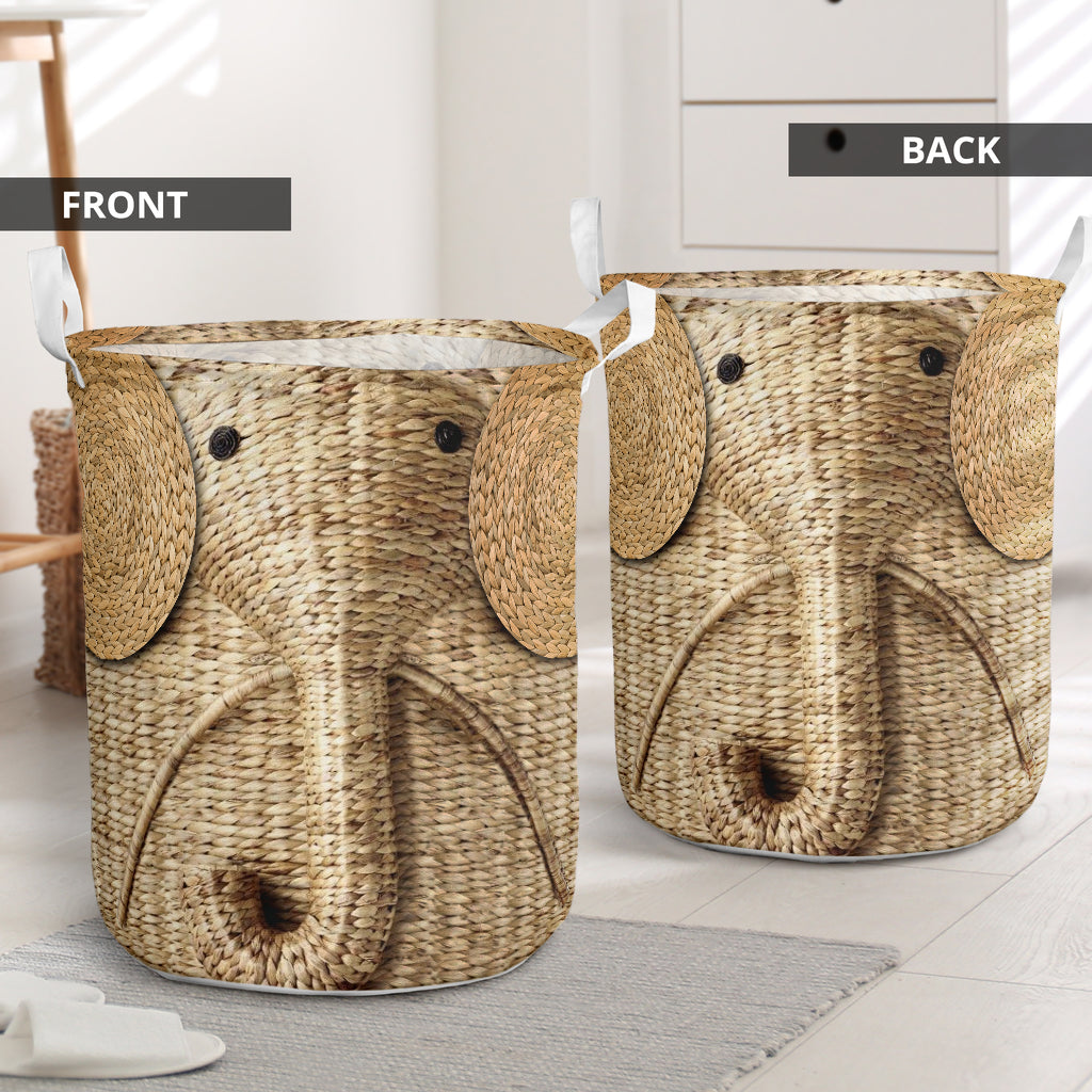 Elephant Wicker Laundry Basket For Room Home Organizer