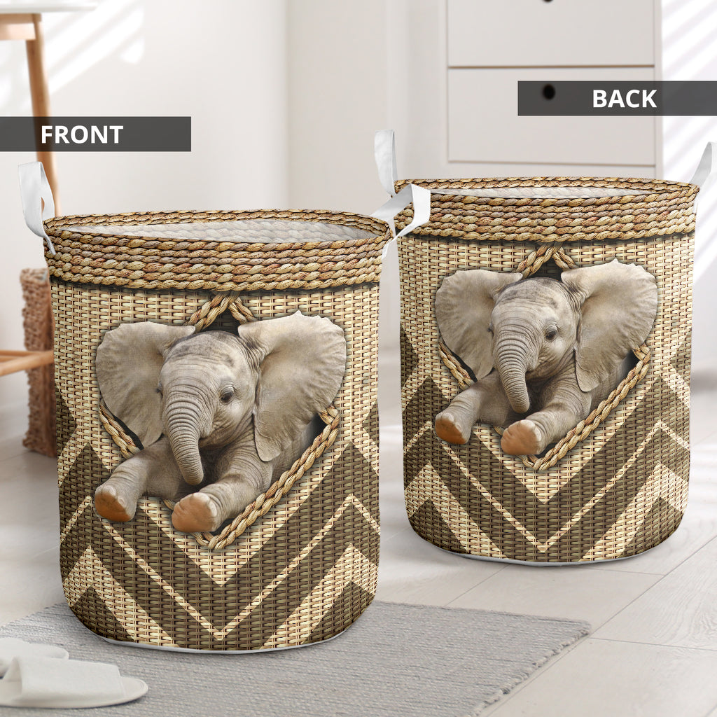 Small Size Elephant Wicker Texture Hole Laundry Basket For Room Home Organizer