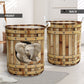 Elephant Wooden Barrel Laundry Basket For Room Home Organizer