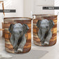 Elephant Wood Vintage Laundry Basket For Room Home Organizer