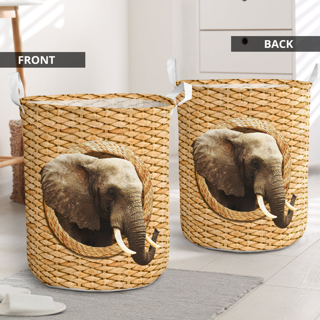 Elephant Woven Lovely Style Laundry Basket For Room Home Organizer