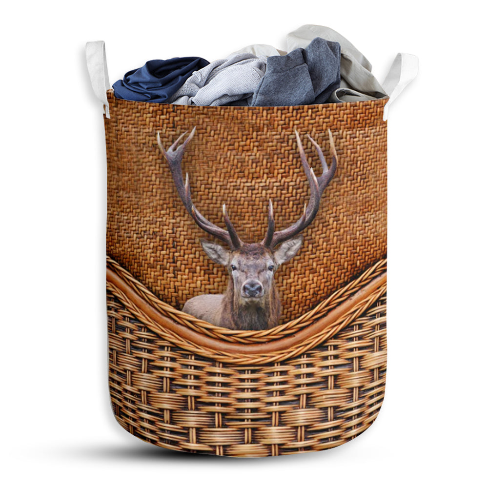 Elk Rattan Texture Laundry Basket For Bathroom Bedroom Storage
