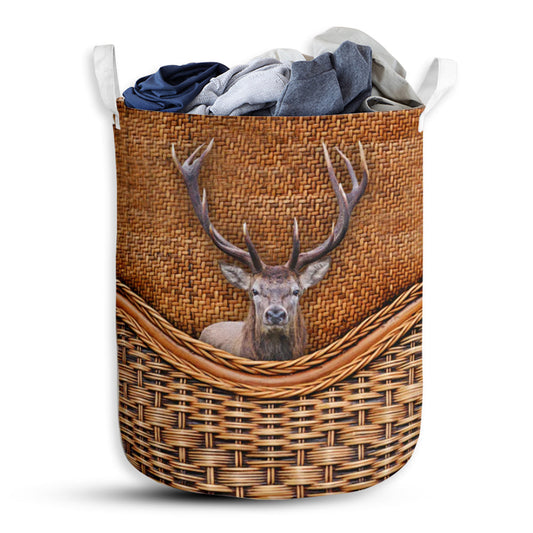 Elk Rattan Texture Laundry Basket For Bathroom Bedroom Storage