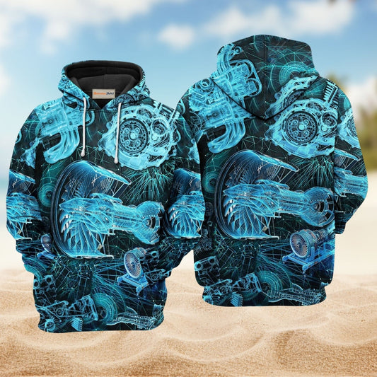 Engine Blueprint Mechanical Hoodie For Vehicle Lovers Weekend Events And Thoughtful Gifting