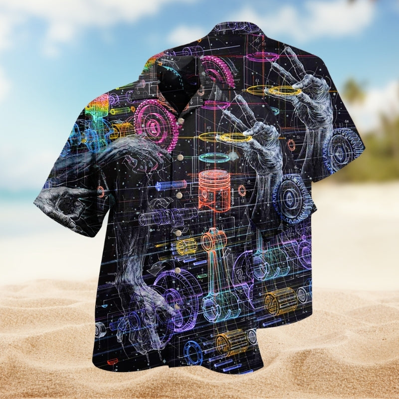 Casino Animals Gathered Craps Table Hawaiian Shirt Fabric Pattern Detail For Beach Days
