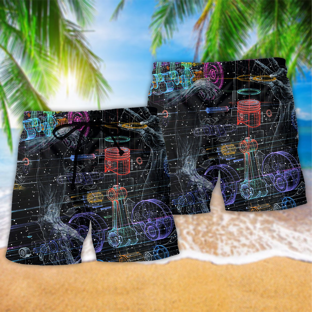 Engine Beach Shorts Pattern Detail For Coastal Travel And Lightweight Summer Style