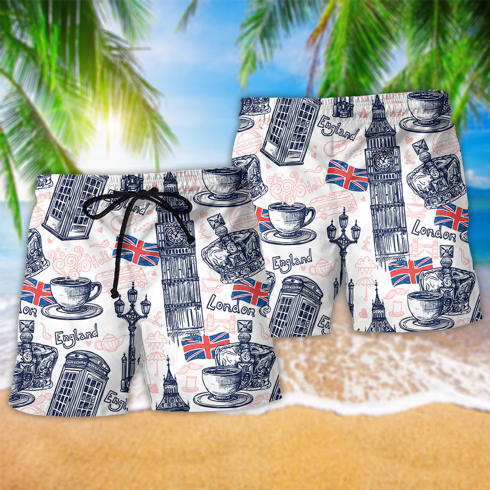 Romantic England Beach Shorts Pattern Detail For Vacation Style And Memorable Gift Ideas