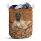 English Mastiff Dog Rattan Texture Laundry Basket For Bathroom Bedroom Storage