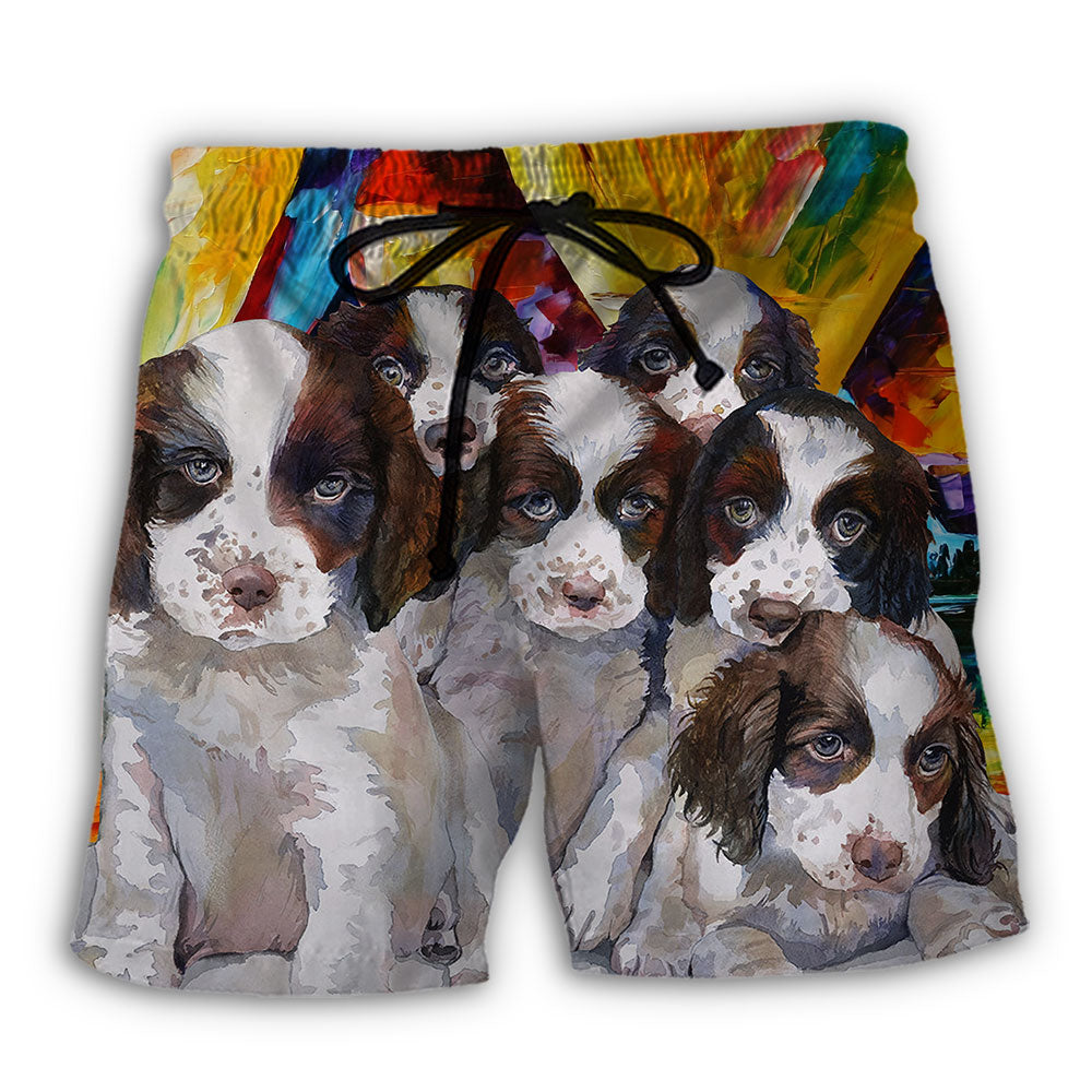 English Springer Spaniel Art Dog Beach Shorts For Beach Trips And Relaxed Vacation Styling
