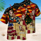 American English Bulldog Sunset Photo Hawaiian Shirt For Coastal Travel, Casual Events, And Comfortable Summer Wear
