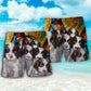 English Springer Spaniel Art Dog Beach Shorts Artwork Detail For Comfortable Everyday Summer Wear