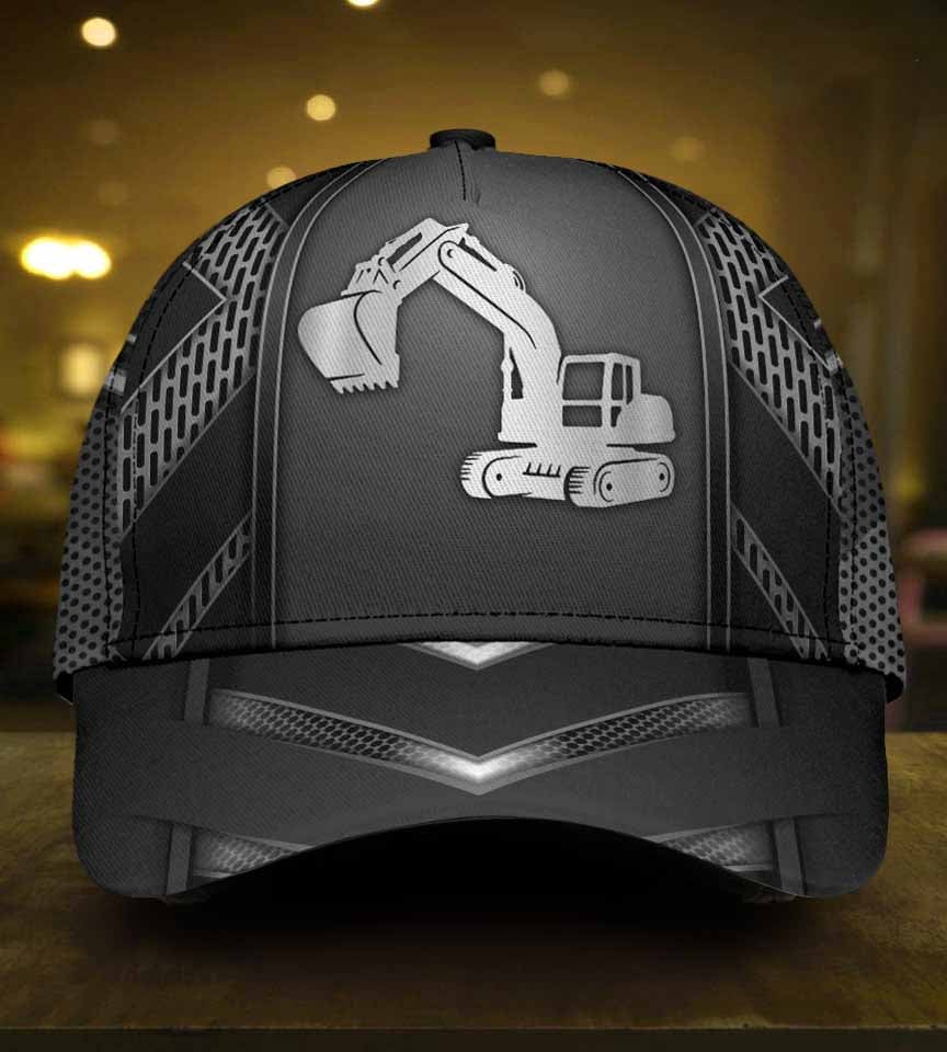 Excavator Job Silver Pattern Classic Cap For Parties Vacations And Relaxed Daily Outfits