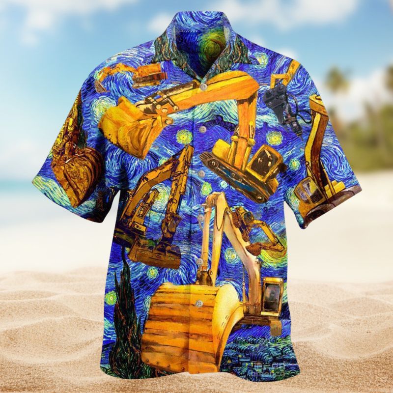 Excavator Later Hawaiian Shirt For Automotive Enthusiasts, Coastal Trips, And Casual Warm Weather Style