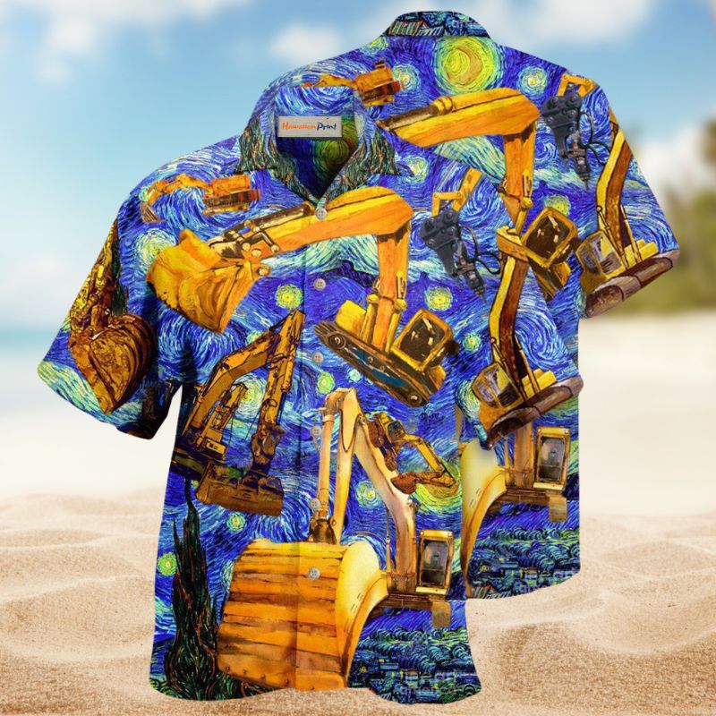 Excavator Later Hawaiian Shirt For Automotive Enthusiasts, Coastal Trips, And Casual Warm Weather Style