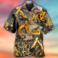 Excavator Construction Heavy Equipment Hawaiian Shirt Summer Design Detail For Coastal Travel