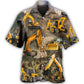 Excavator Construction Heavy Equipment Hawaiian Shirt Resort Outfit View For Warm Weather Events