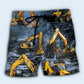 Powerful Excavator Construction Beach Shorts Print View For Coastal Escapes And Casual Outings