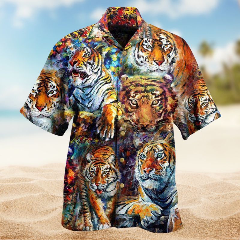 Bold Tiger Eyes Hawaiian Shirt For Coastal Adventures Outdoor Gatherings And Casual Warm Weather Wear