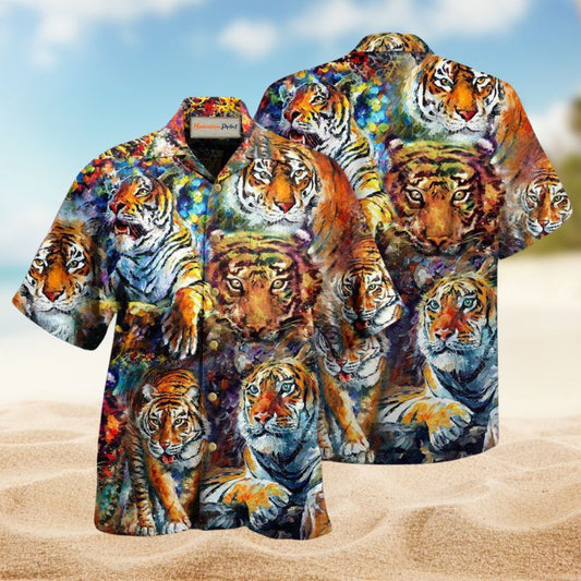Bold Tiger Eyes Hawaiian Shirt For Coastal Adventures Outdoor Gatherings And Casual Warm Weather Wear