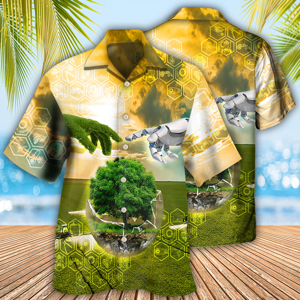 Farm Life And Agricultural Scientist Hawaiian Shirt With Detailed Graphic For Resort Holidays Beach Travel And Relaxed Casual