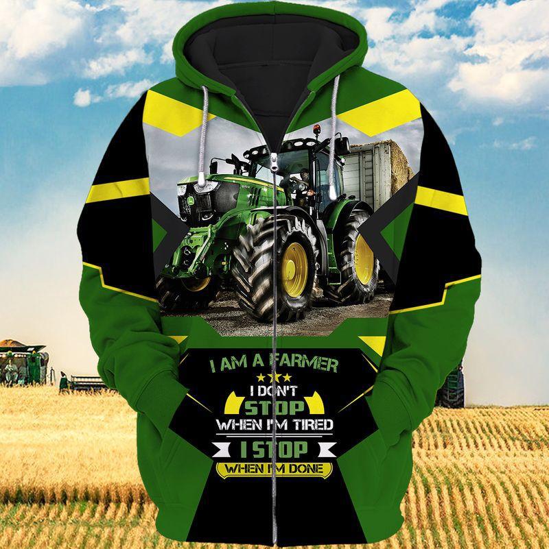 Farmer Stop When Done Hoodie For Rustic Casual Looks Seasonal Events And Gift Ideas