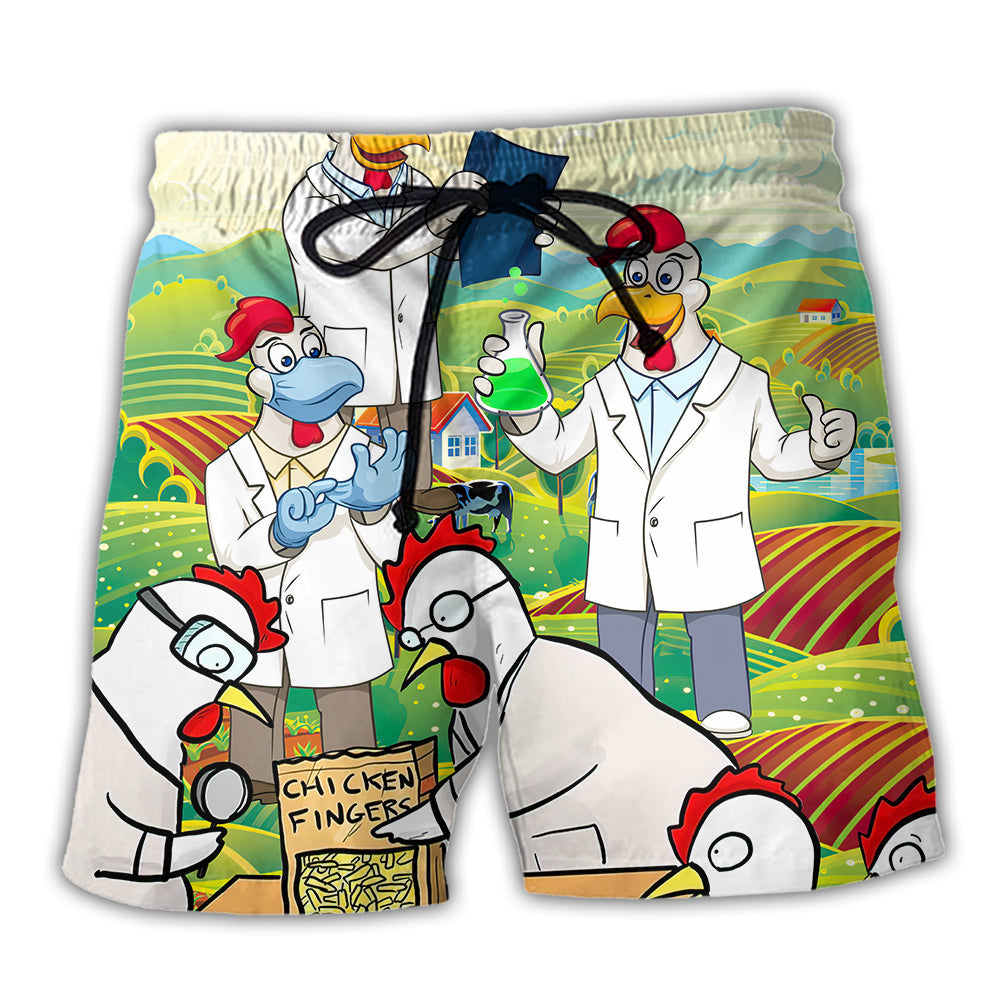 Farm Chicken Agronomist Beach Shorts Pattern View For Weekend Trips And Outdoor Activities