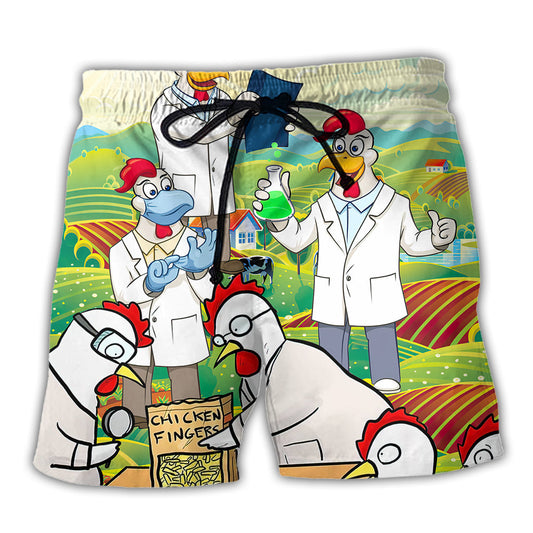 Farm Chicken Agronomist Beach Shorts Pattern View For Weekend Trips And Outdoor Activities