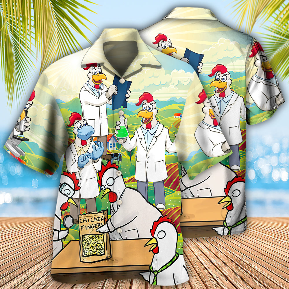 Chicken And Agronomist Hawaiian Shirt With Detailed Graphic For Island Trips Summer Gatherings And Comfortable Daily Wear