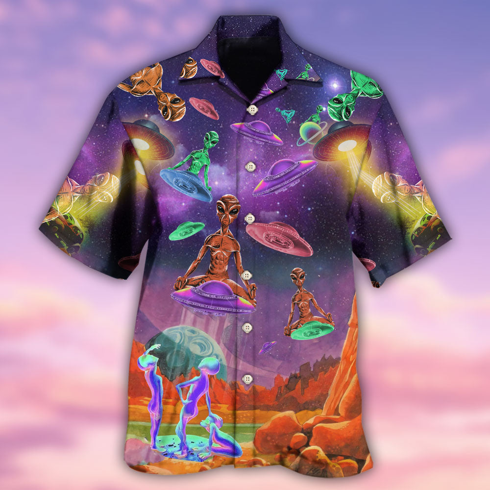 Alien Galaxy Awesome Ufo Hawaiian Shirt Pattern View For Relaxed Warm Weather Outfits
