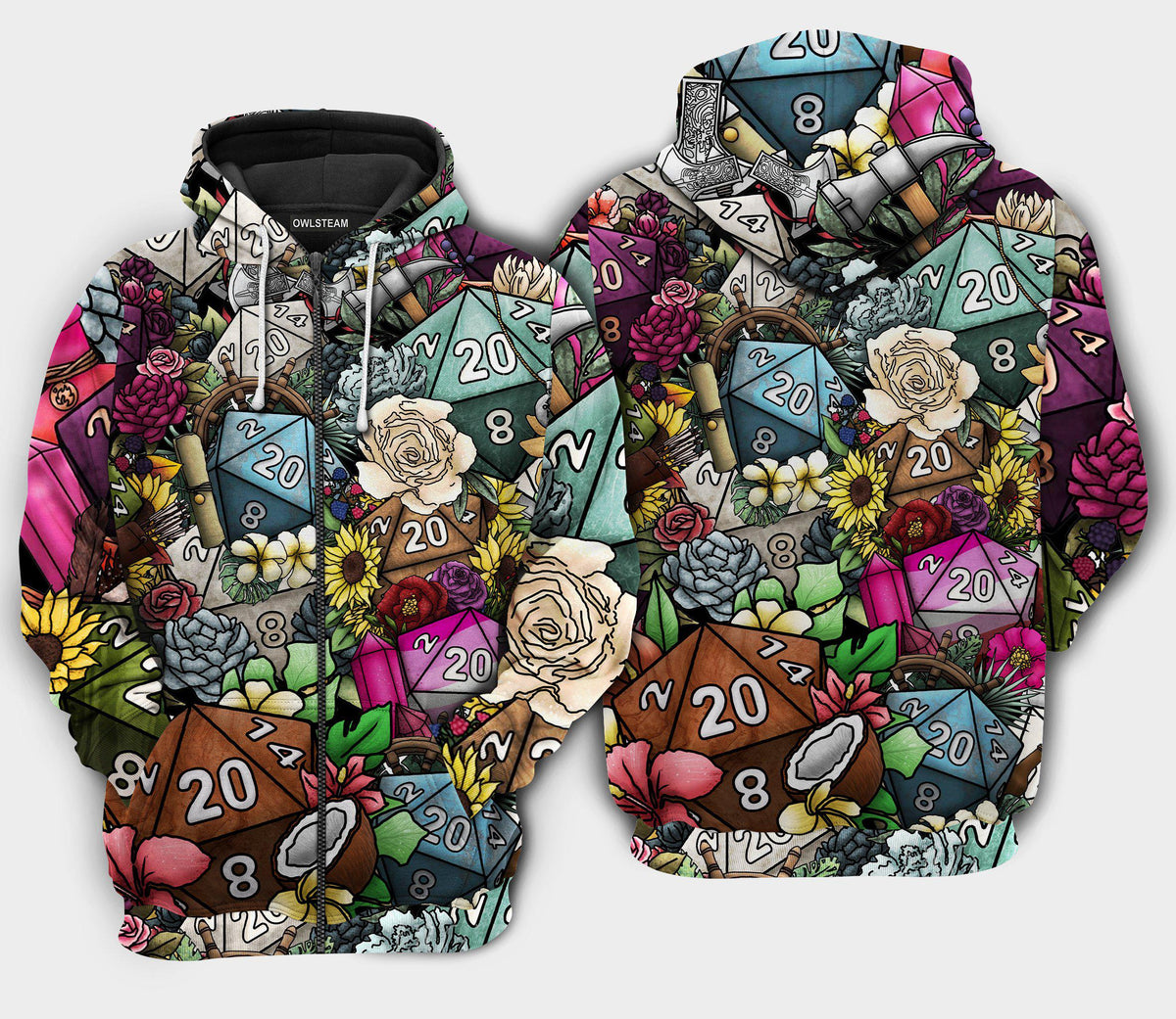 Hippie D20 Flower Dice Hoodie For Bohemian Events Everyday Wear And Creative Gifting