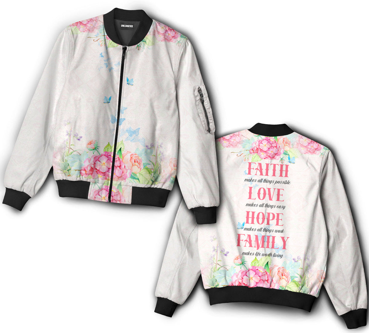 Flowers faith love hope family - Bomber jacket - BOMJ03TNH030921-Owls Matrix