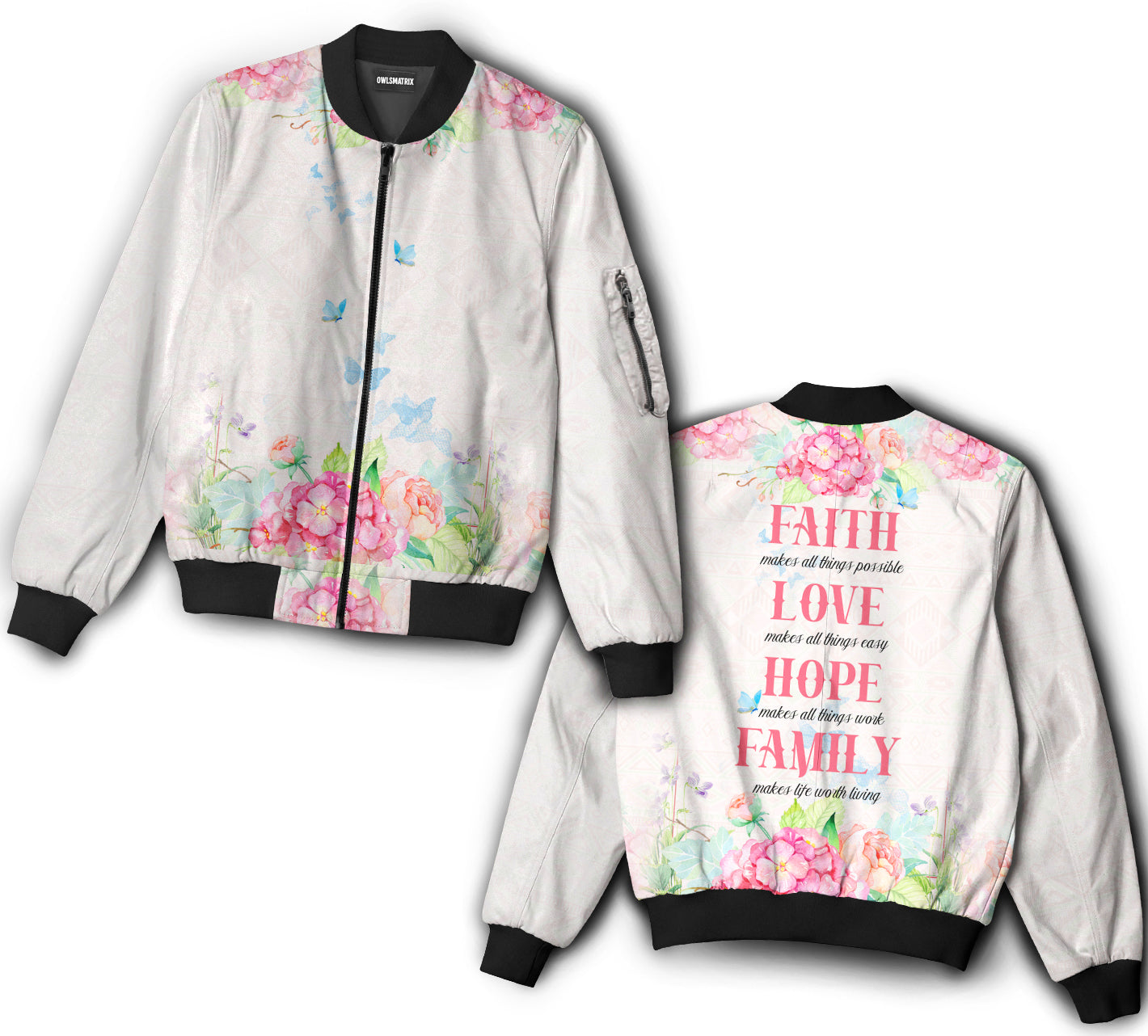 Flowers faith love hope family - Bomber jacket - BOMJ03TNH030921-Owls Matrix