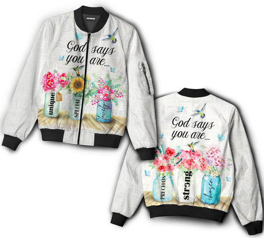 Flowers and bird god says you are - Bomber jacket - BOMJ04TNH030921-Owls Matrix