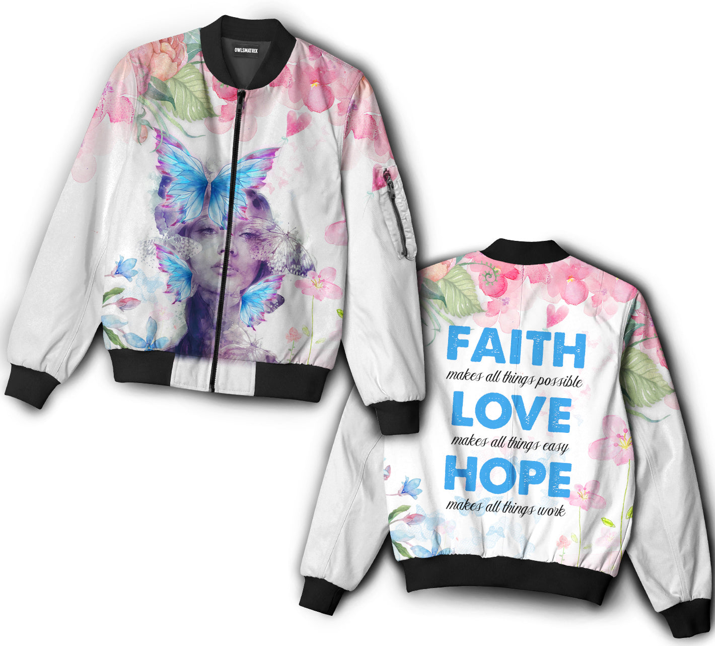 Flowers girl loves butterfly - Bomber jacket - BOMJ05TNH030921-Owls Matrix