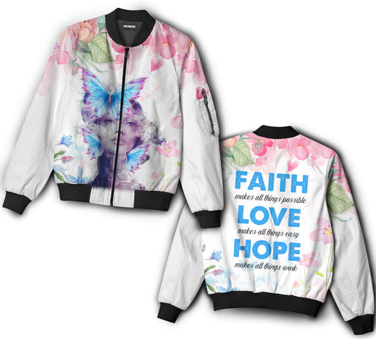 Flowers girl loves butterfly - Bomber jacket - BOMJ05TNH030921-Owls Matrix