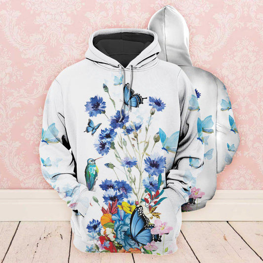 Flowers Bird Butterfly Hoodie For Relaxed Streetwear Weekend Travel And Everyday Style