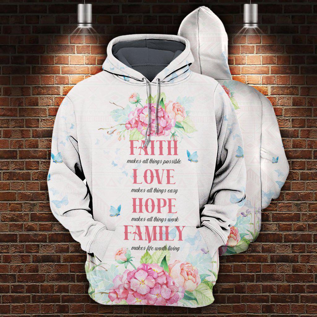 Flowers Faith Love Hoodie For Inspirational Streetwear Seasonal Events And Comfort