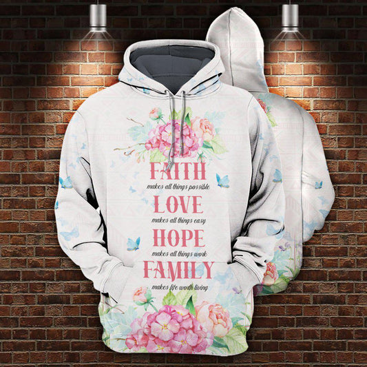 Flowers Faith Love Hoodie For Inspirational Streetwear Seasonal Events And Comfort