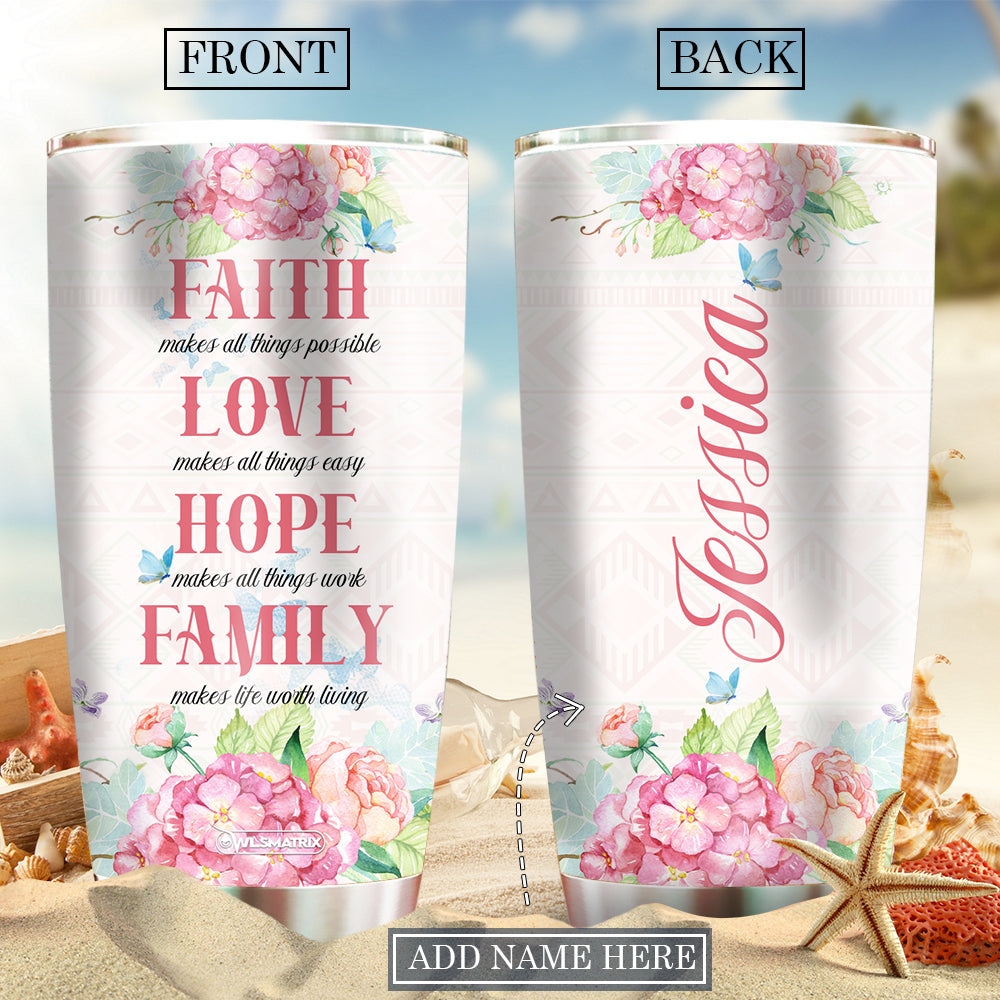 Floral Love Family Personalized 20 Oz Tumbler For Coffee Travel And Daily Drinks