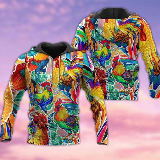 Strong Chicken Full Color Hoodie For Farm Lovers Outdoor Trips And Comfortable Casual Style