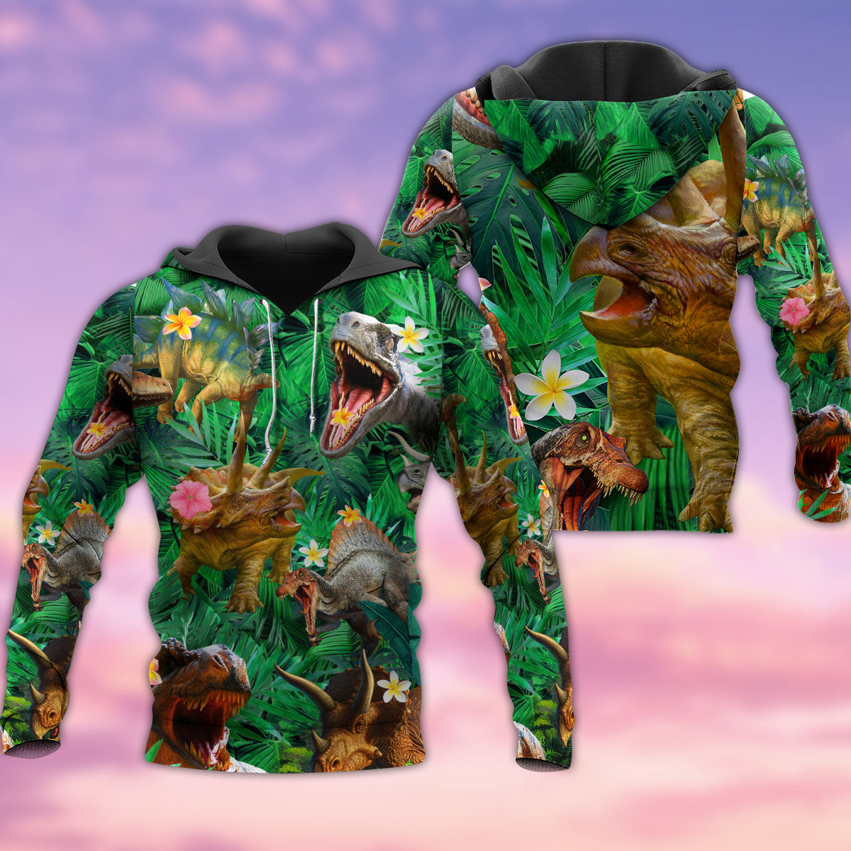 Tropical Dinosaur Aloha Hoodie For Fantasy Adventures Weekend Travel And Relaxed Outfits