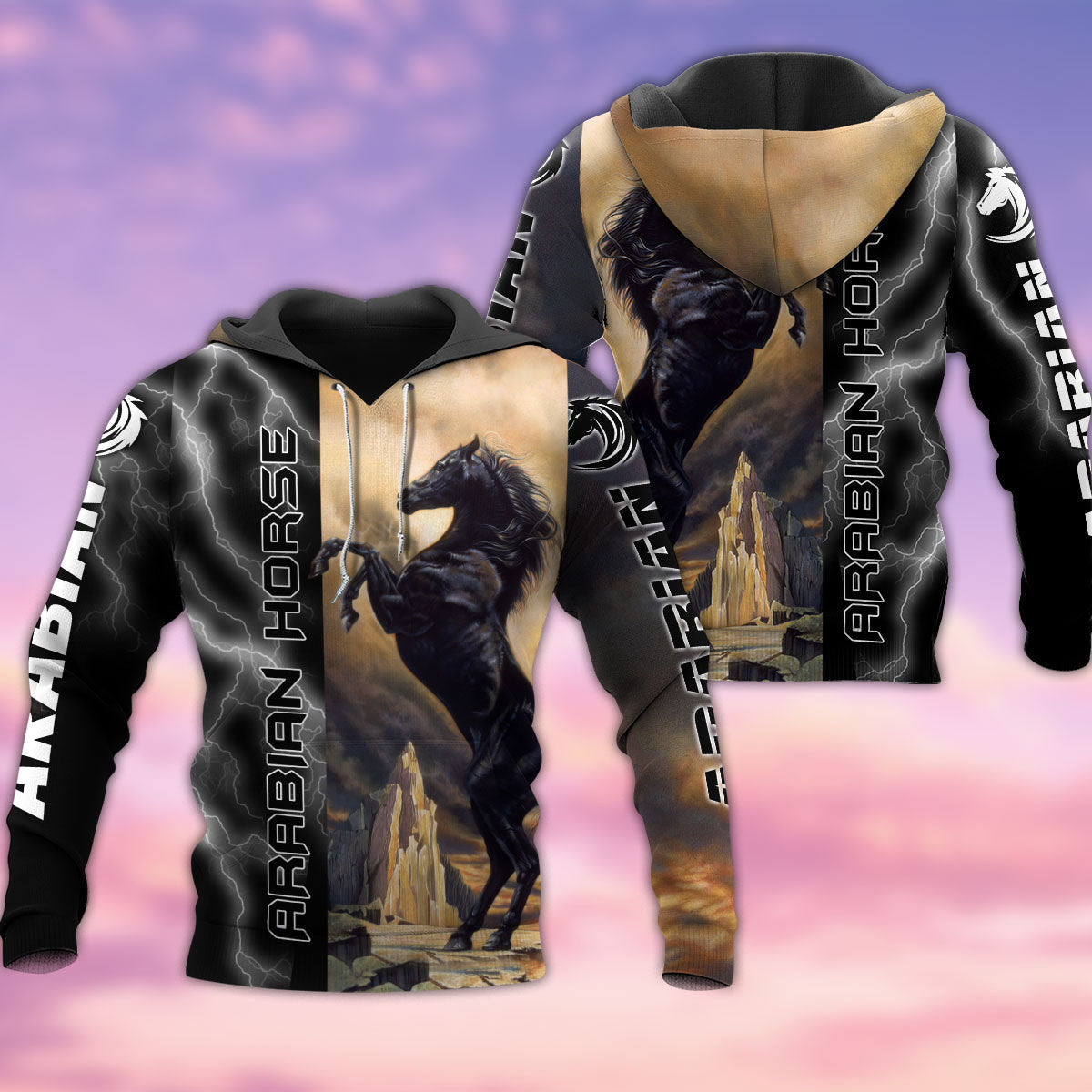 Black Arabian Horse Stallion Hoodie For Horse Lovers Weekend Adventures And Relaxed Daily Style