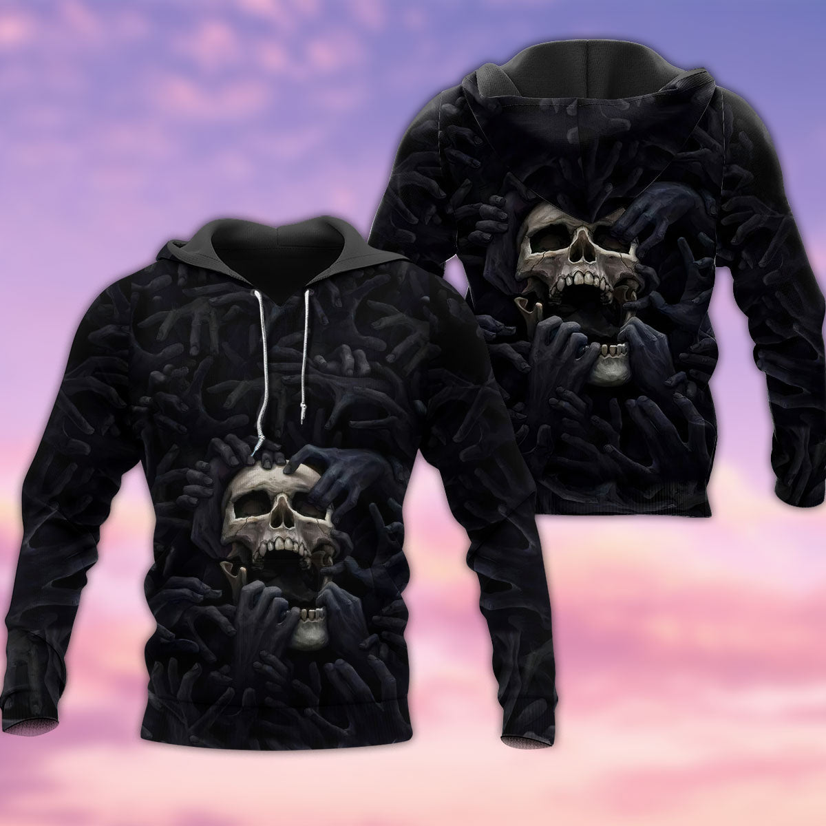 Black Strong Classic Skull Hoodie For Distinctive Streetwear Holidays And Thoughtful Gifts