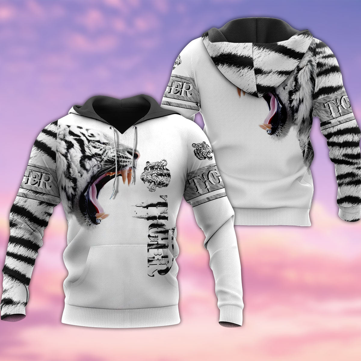 White Tiger Skin Powerful Hoodie For Nature Lovers Everyday Adventures And Thoughtful Gifting