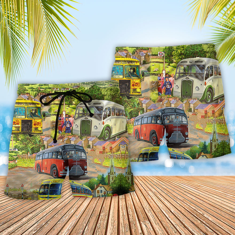 Bus Driver Village Beach Shorts Pattern Detail For Poolside Fun And Distinctive Seasonal Style